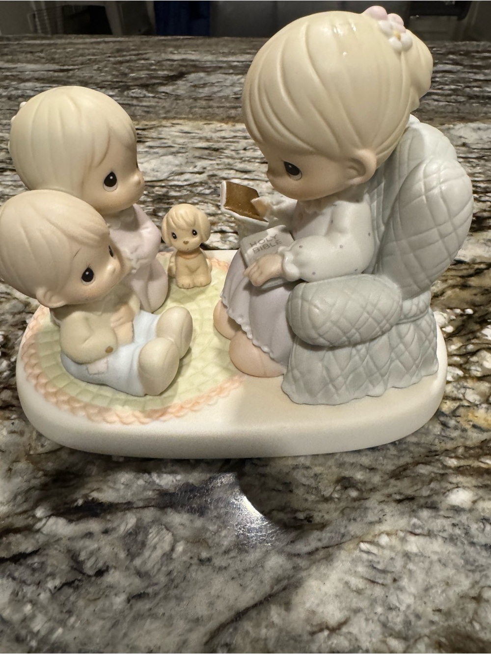 Vintage Precious Moments Cream and Pastel Figurine - Storytime Scene